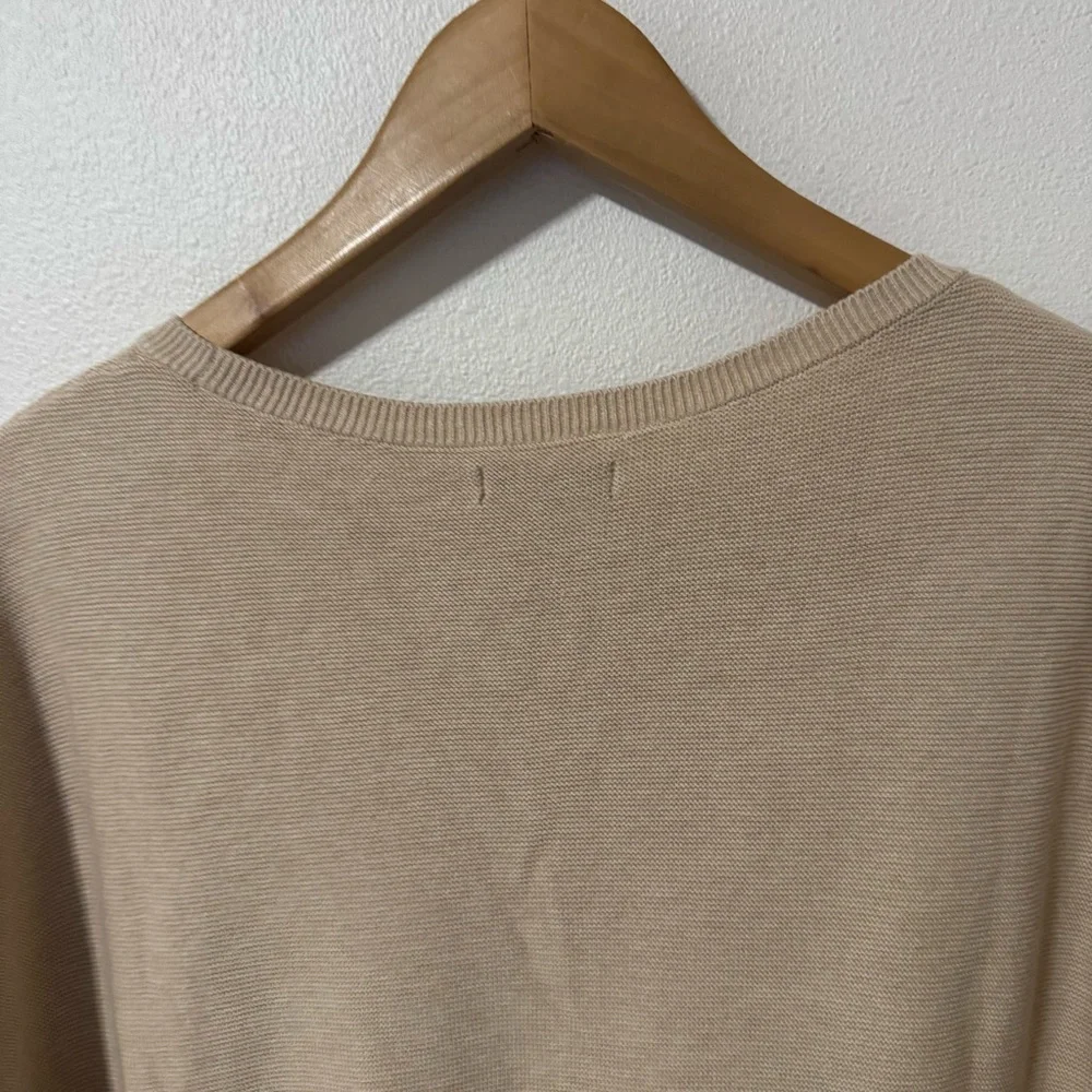 Quince Lightweight Cotton Cashmere Link-Stitch Dolman Sweater Heather Oatmeal-M - Picture 6 of 8